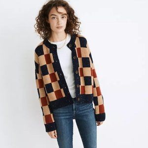 Checkered Colburne Cardigan Sweater in Coziest Textured Yarn